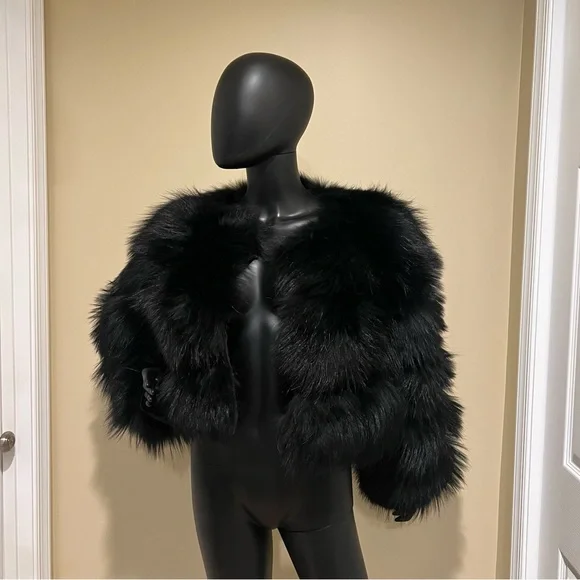 Genuine Raccoon Fur Coat Long Sleeve lined Trench Jacket Parka